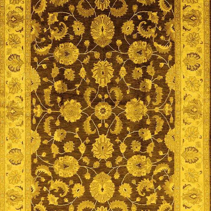 Machine Washable Oriental Yellow Traditional Rug, wshurb613yw