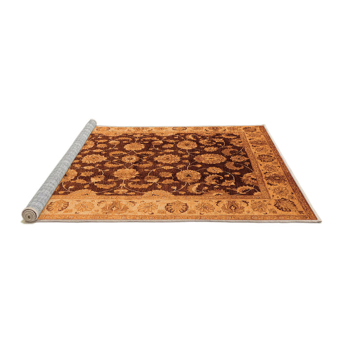 Sideview of Machine Washable Oriental Orange Traditional Area Rugs, wshurb613org
