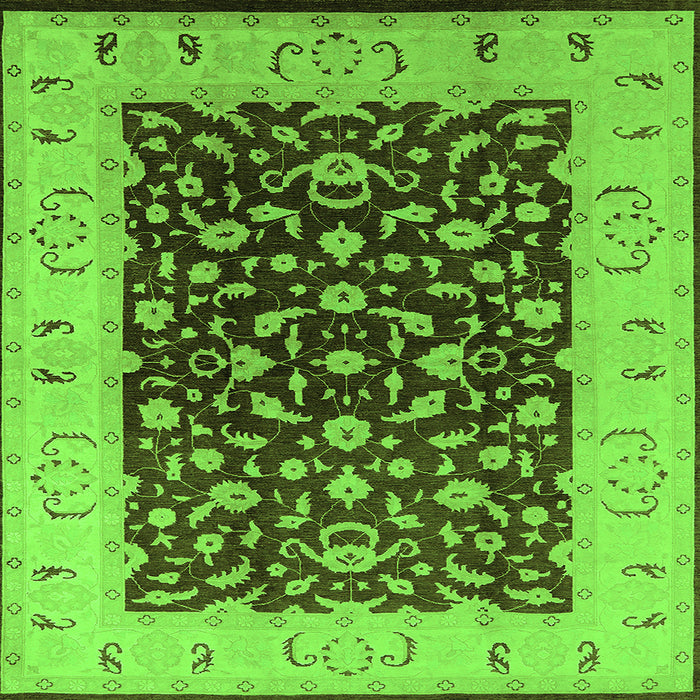 Square Machine Washable Oriental Green Traditional Area Rugs, wshurb614grn