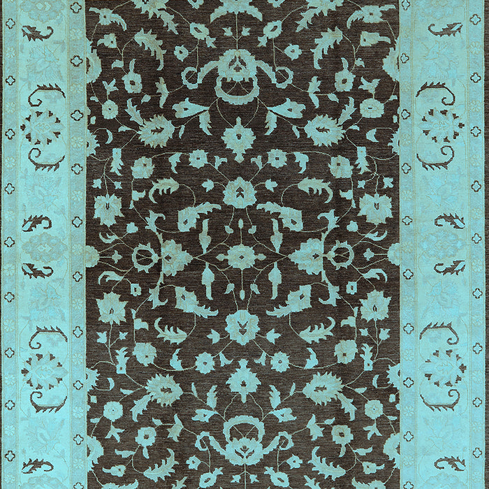 Machine Washable Oriental Light Blue Traditional Rug, wshurb614lblu