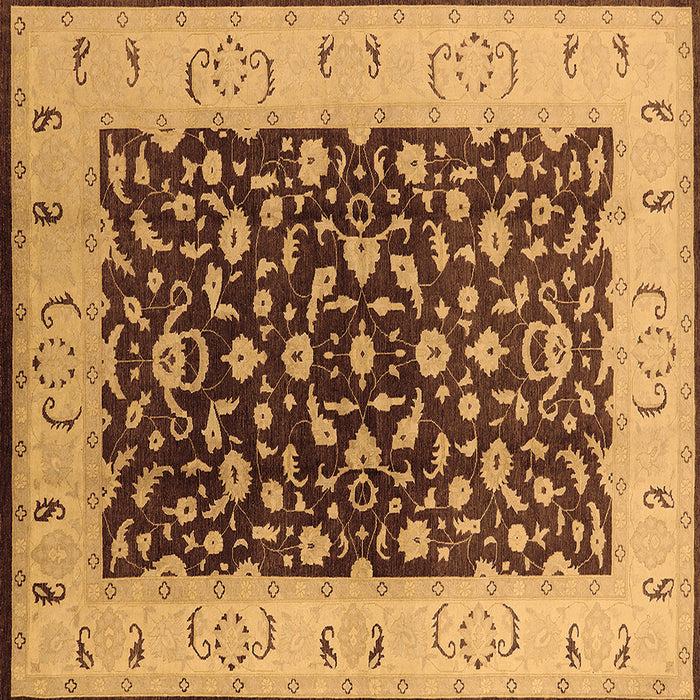 Square Machine Washable Oriental Brown Traditional Rug, wshurb614brn
