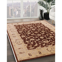 Mid-Century Modern Dark Sienna Brown Oriental Rug, urb614