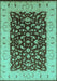 Machine Washable Oriental Turquoise Traditional Area Rugs, wshurb614turq