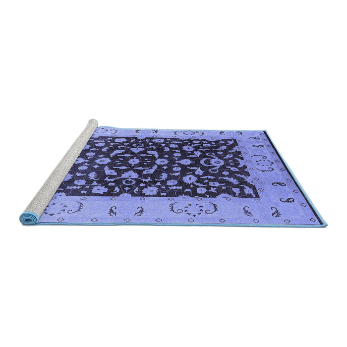 Sideview of Machine Washable Oriental Blue Traditional Rug, wshurb614blu