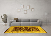 Machine Washable Oriental Yellow Traditional Rug, wshurb614yw