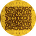Round Oriental Yellow Traditional Rug, urb614yw
