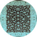 Round Oriental Light Blue Traditional Rug, urb614lblu