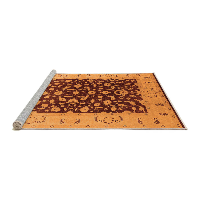 Sideview of Machine Washable Oriental Orange Traditional Area Rugs, wshurb614org