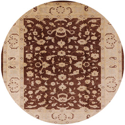 Round Machine Washable Industrial Modern Dark Sienna Brown Rug, wshurb614