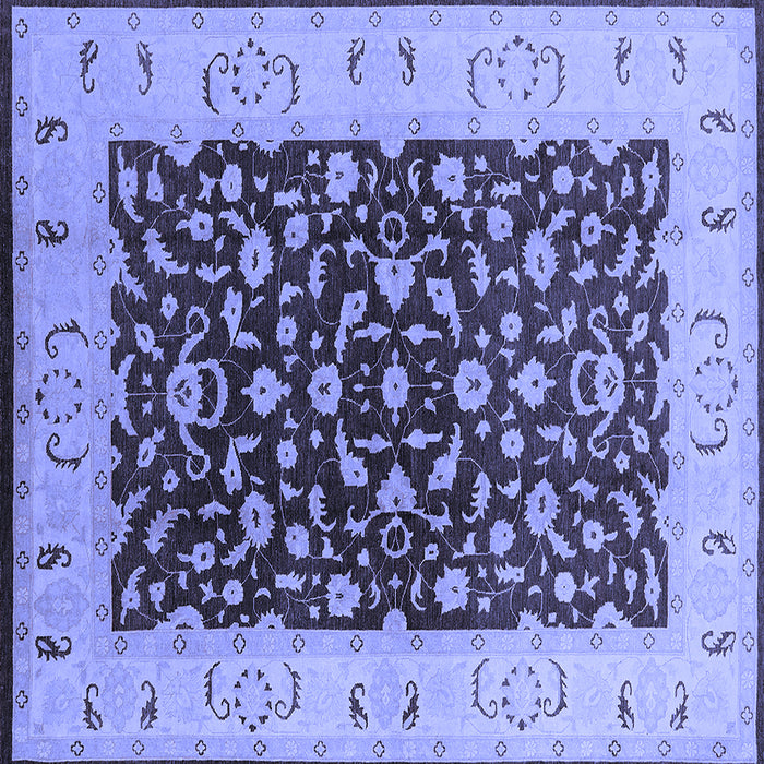 Square Machine Washable Oriental Blue Traditional Rug, wshurb614blu