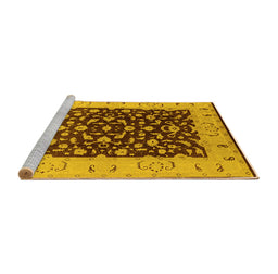 Sideview of Machine Washable Oriental Yellow Traditional Rug, wshurb614yw