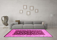 Machine Washable Oriental Pink Traditional Rug, wshurb614pnk