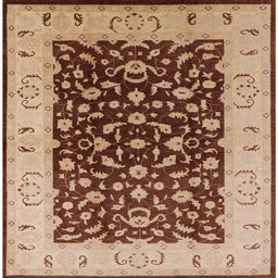 Square Machine Washable Industrial Modern Dark Sienna Brown Rug, wshurb614