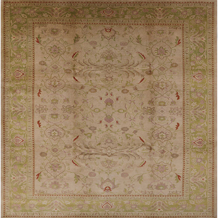 Square Mid-Century Modern Light Brown Oriental Rug, urb615