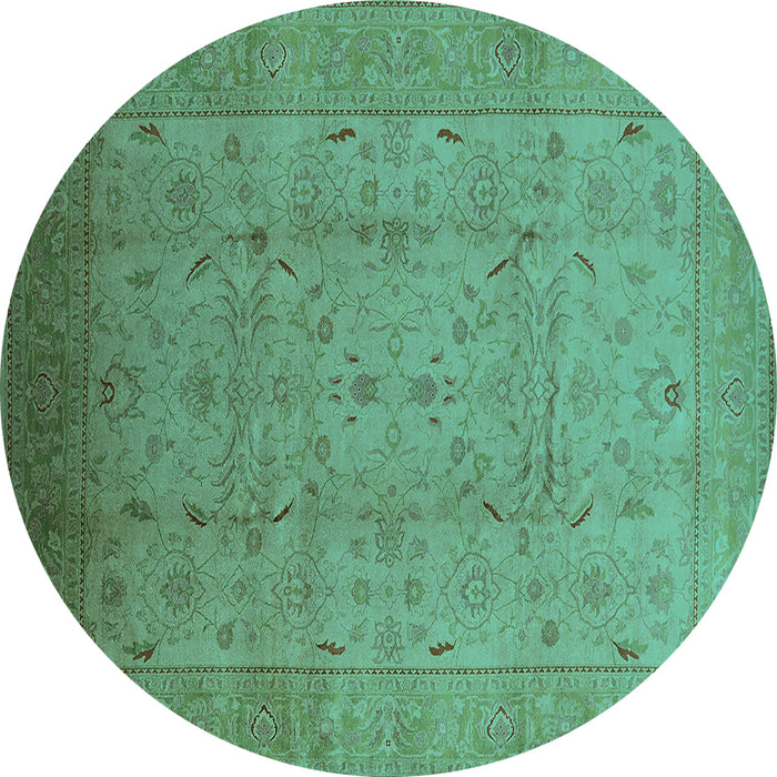Round Oriental Turquoise Traditional Rug, urb615turq