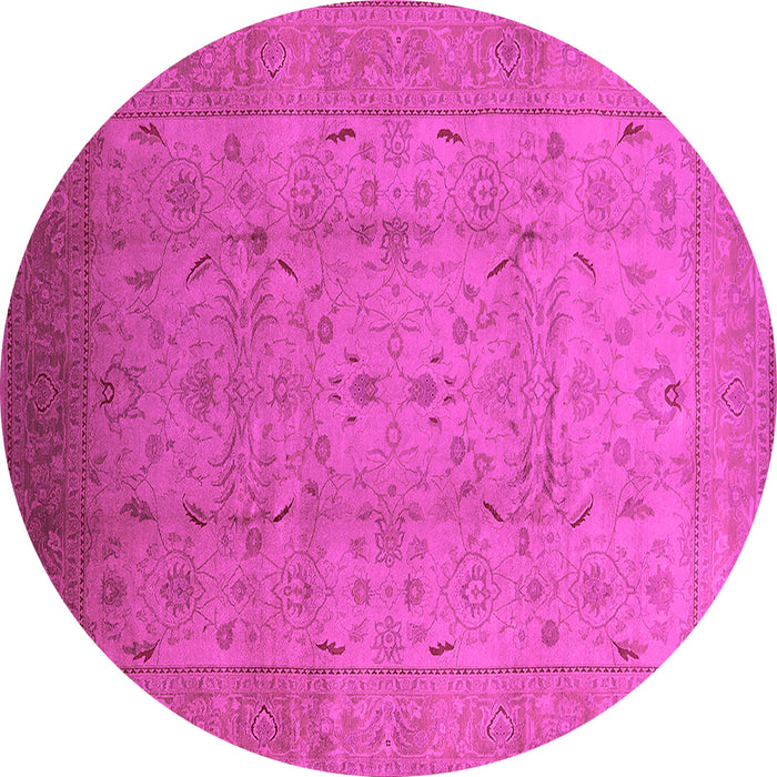 Round Machine Washable Oriental Pink Traditional Rug, wshurb615pnk