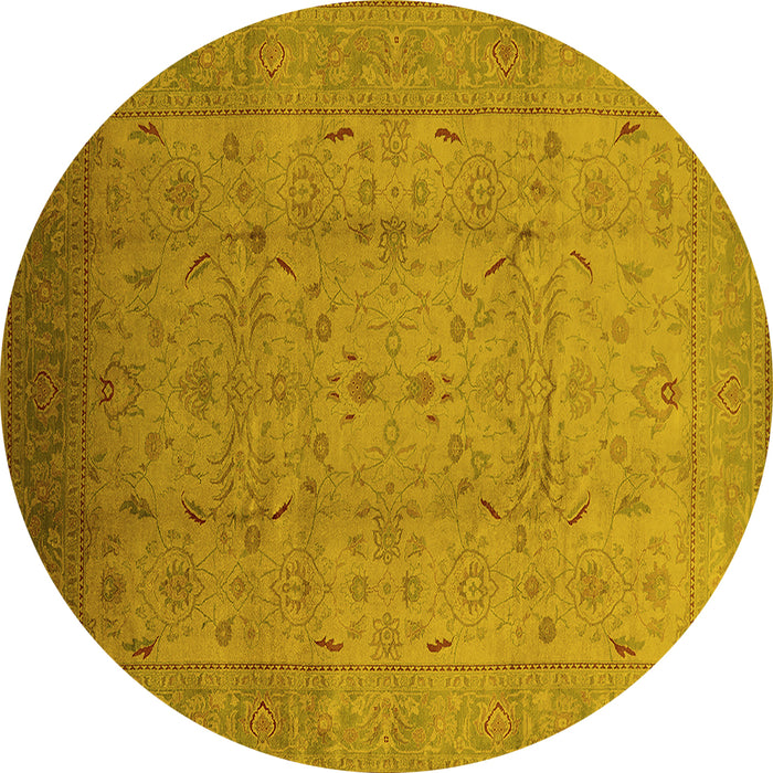 Round Oriental Yellow Traditional Rug, urb615yw