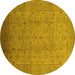 Round Oriental Yellow Traditional Rug, urb615yw