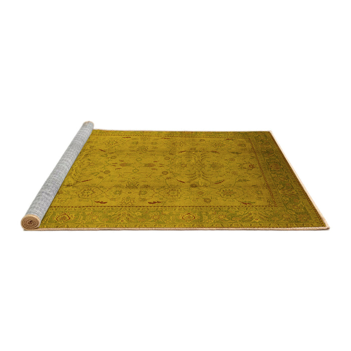 Sideview of Machine Washable Oriental Yellow Traditional Rug, wshurb615yw