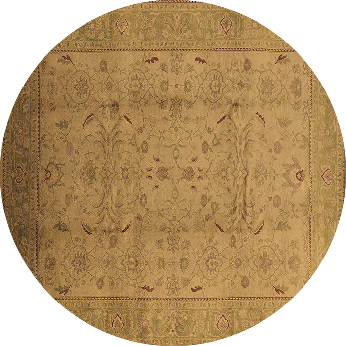 Round Oriental Brown Traditional Rug, urb615brn