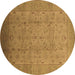 Round Oriental Brown Traditional Rug, urb615brn