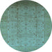 Round Oriental Light Blue Traditional Rug, urb615lblu