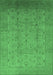 Machine Washable Oriental Emerald Green Traditional Area Rugs, wshurb615emgrn