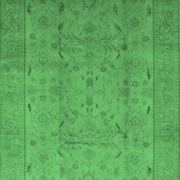 Machine Washable Oriental Emerald Green Traditional Area Rugs, wshurb615emgrn