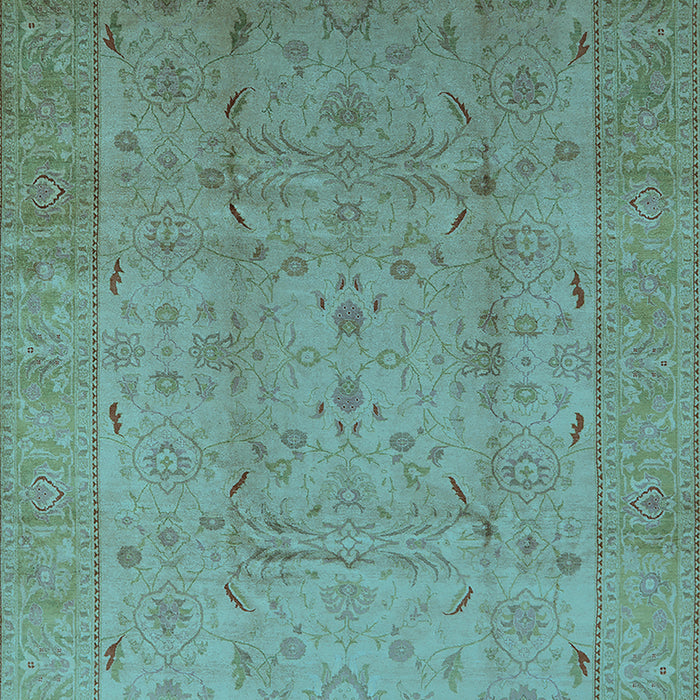 Machine Washable Oriental Light Blue Traditional Rug, wshurb615lblu