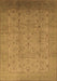 Machine Washable Oriental Brown Traditional Rug, wshurb615brn