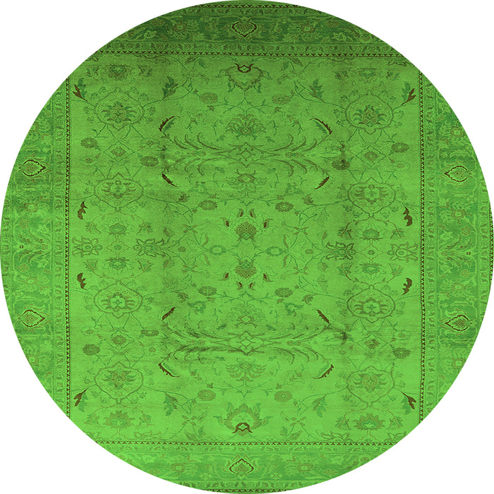 Round Oriental Green Traditional Rug, urb615grn
