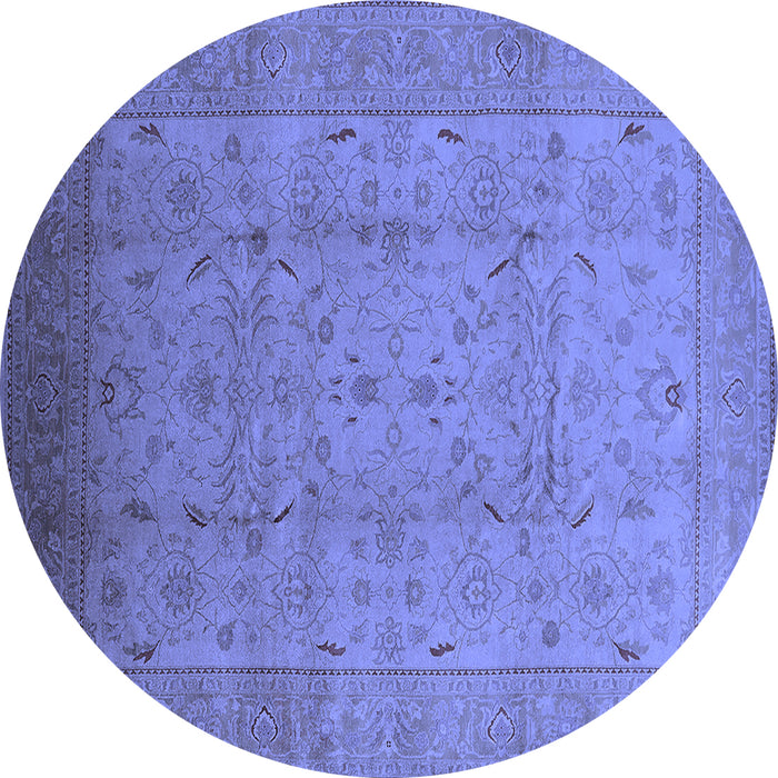 Round Oriental Blue Traditional Rug, urb615blu