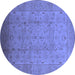 Round Oriental Blue Traditional Rug, urb615blu