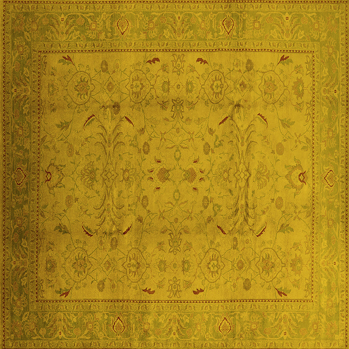 Square Machine Washable Oriental Yellow Traditional Rug, wshurb615yw