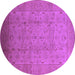 Round Machine Washable Oriental Purple Traditional Area Rugs, wshurb615pur