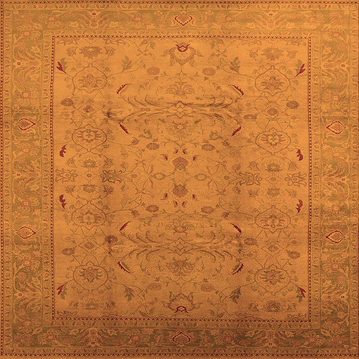 Square Oriental Orange Traditional Rug, urb615org
