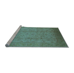 Sideview of Machine Washable Oriental Light Blue Traditional Rug, wshurb615lblu