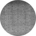 Round Machine Washable Oriental Gray Traditional Rug, wshurb615gry