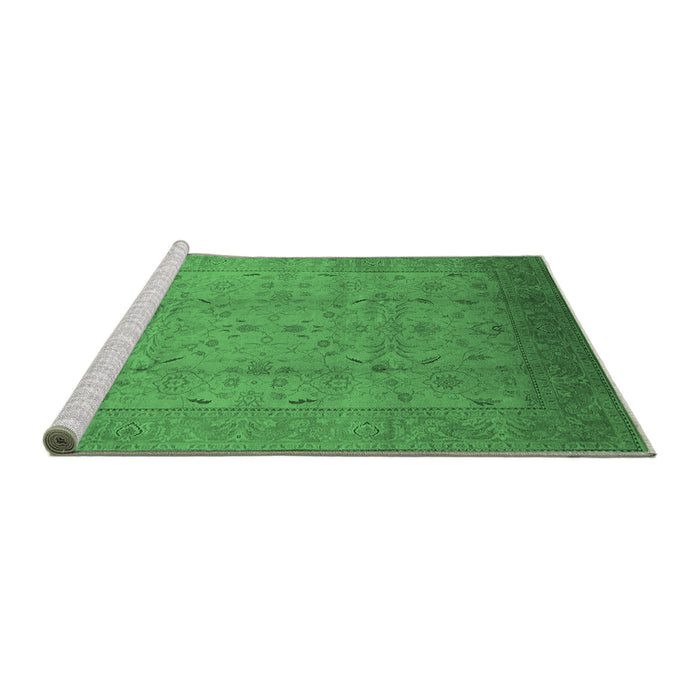 Sideview of Machine Washable Oriental Emerald Green Traditional Area Rugs, wshurb615emgrn