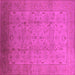 Square Machine Washable Oriental Pink Traditional Rug, wshurb615pnk