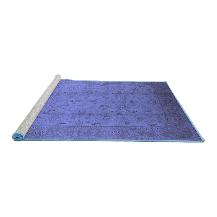 Sideview of Machine Washable Oriental Blue Traditional Rug, wshurb615blu