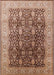Mid-Century Modern Dark Sienna Brown Oriental Rug, urb616