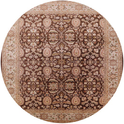 Round Machine Washable Industrial Modern Dark Sienna Brown Rug, wshurb616