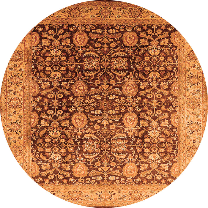 Round Machine Washable Oriental Orange Traditional Area Rugs, wshurb616org