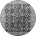 Round Machine Washable Oriental Gray Traditional Rug, wshurb616gry