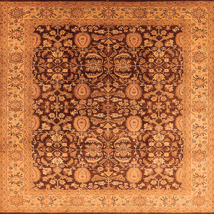 Square Machine Washable Oriental Orange Traditional Area Rugs, wshurb616org