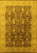 Machine Washable Oriental Yellow Traditional Rug, wshurb616yw