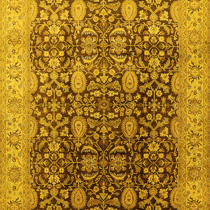 Machine Washable Oriental Yellow Traditional Rug, wshurb616yw