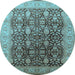 Round Oriental Light Blue Traditional Rug, urb616lblu