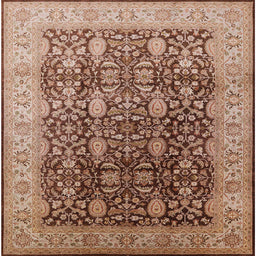 Square Machine Washable Industrial Modern Dark Sienna Brown Rug, wshurb616